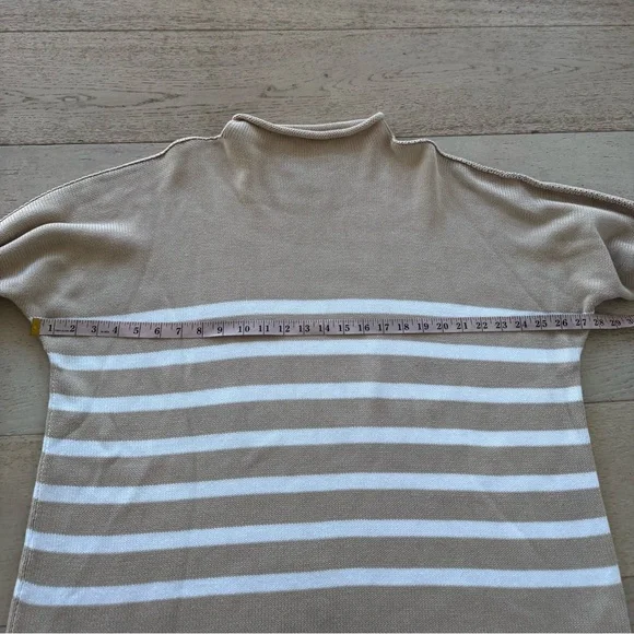 Frank & Eileen Monterey Cotton Funnel Neck Sweater Size XL sand white